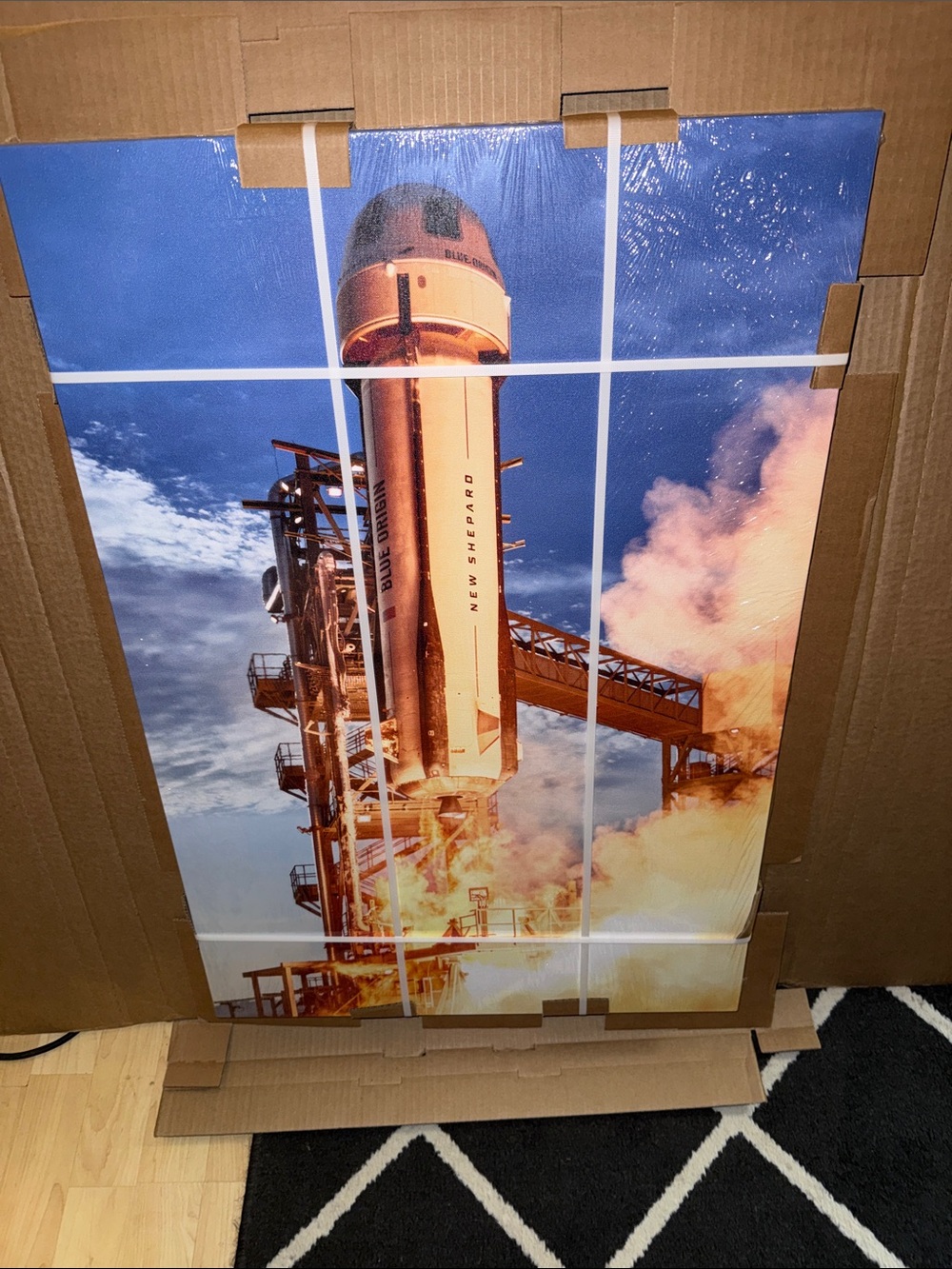 New Shepard Rocket Launch Wall Art - Blue & Orange